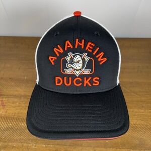Anaheim Ducks Hat Black White Fanatics Authentic Pro Rink Trucker Cap NHL Hockey